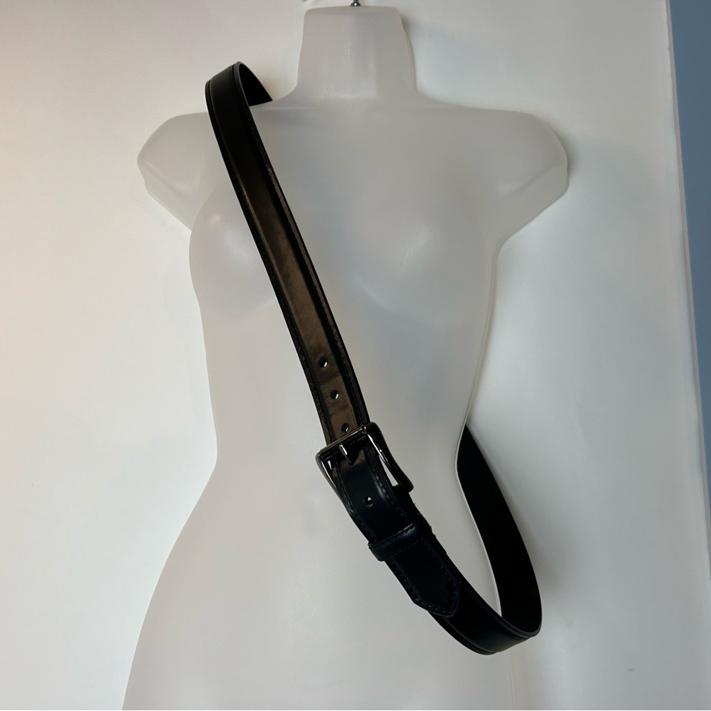 Black Leather Belt & Metal Buckle Men's 50/125